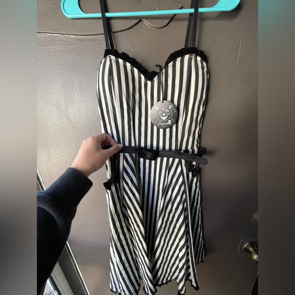 Sourpuss black/white striped dress